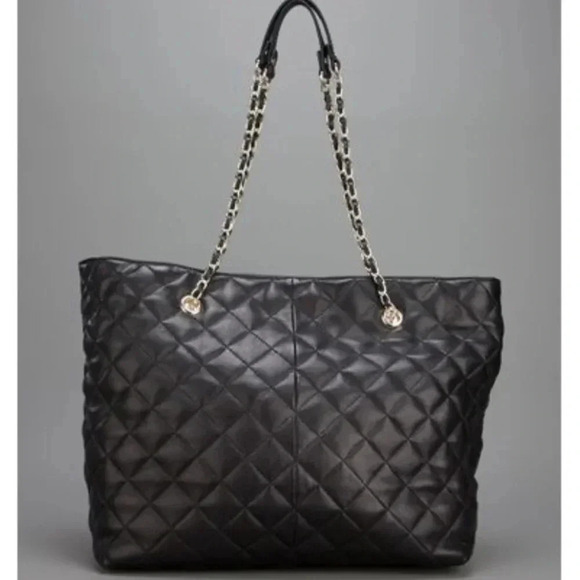 DKNY Donna Karan Quilted Leather Bag Gold Hardware - Picture 1 of 11